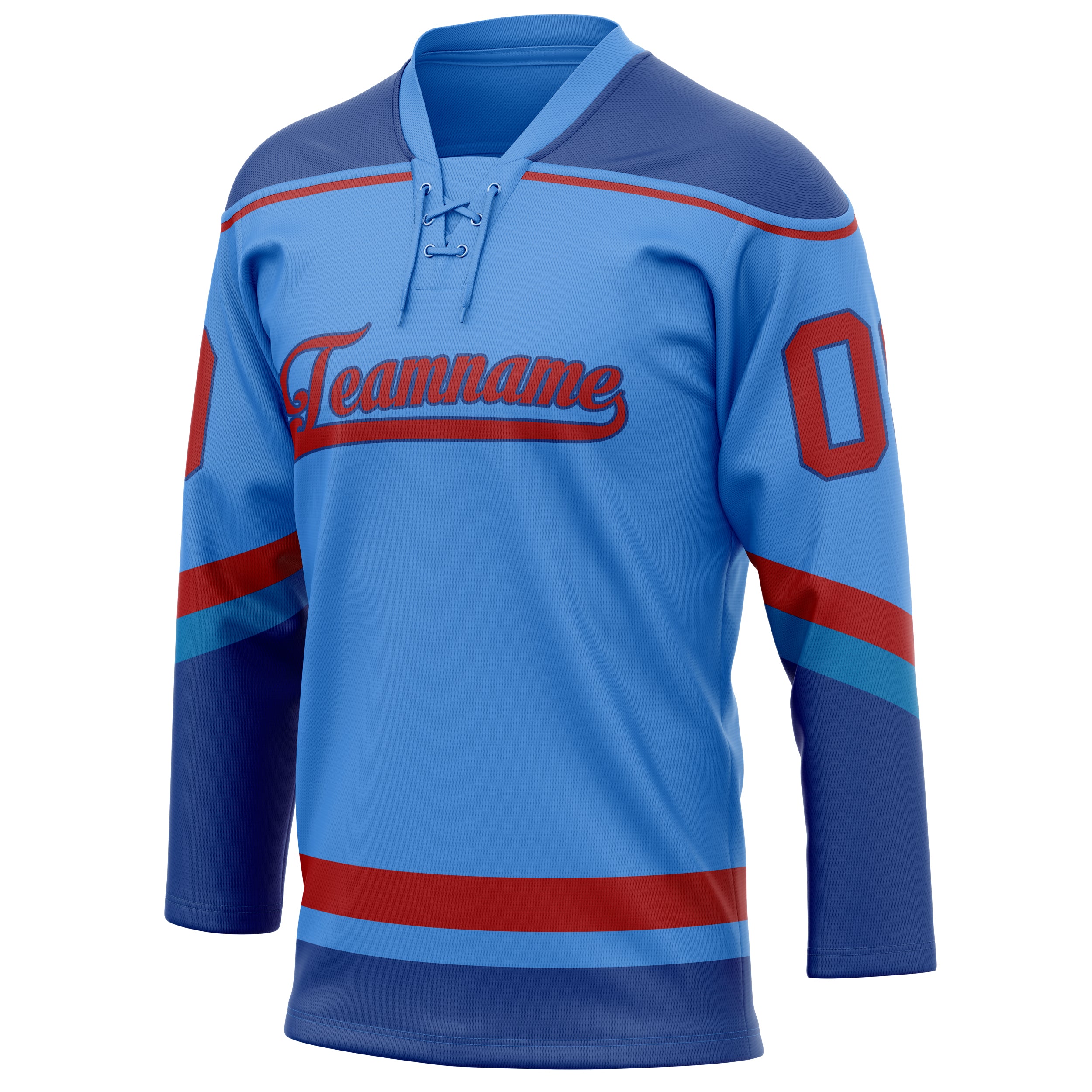 Personalized Electric & Blue Red Solid Colour Hockey Jersey