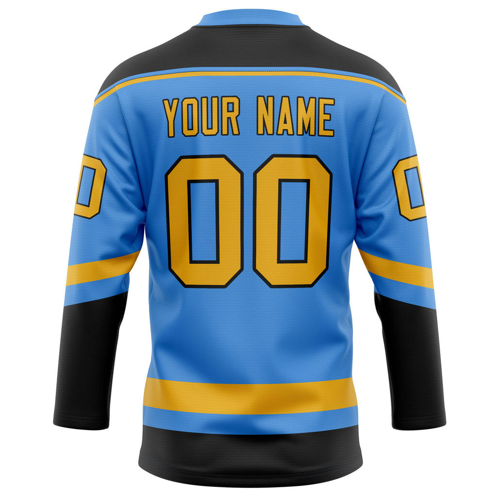 Personalized Electric & Blue Gold Solid Colour Hockey Jersey