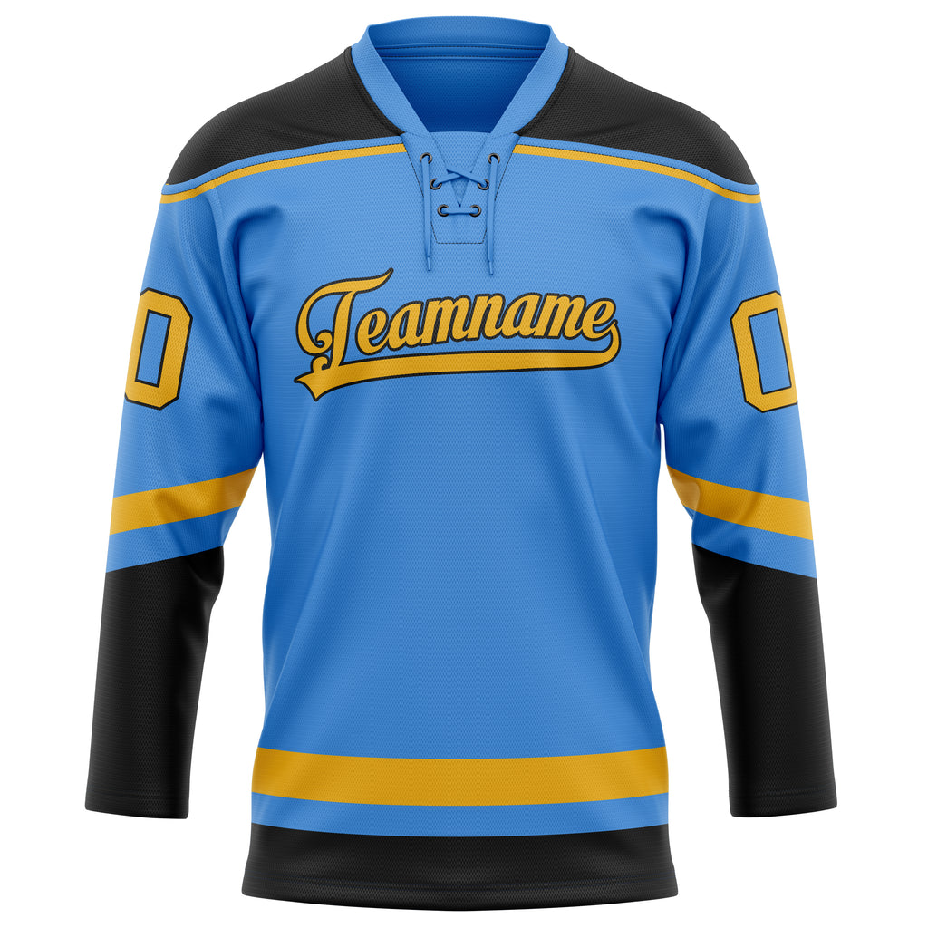 Personalized Electric & Blue Gold Solid Colour Hockey Jersey