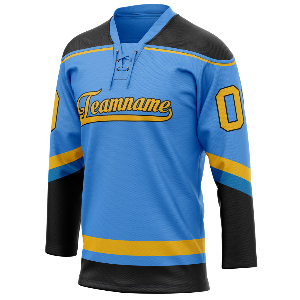 Personalized Electric & Blue Gold Solid Colour Hockey Jersey