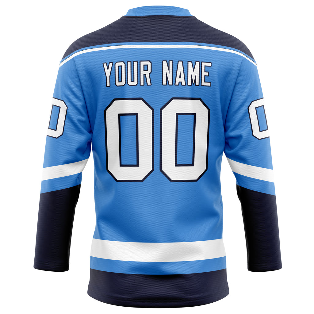 Personalized Electric & Blue White Solid Colour Hockey Jersey
