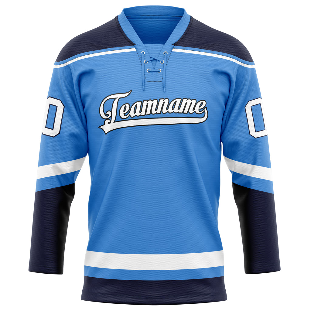 Personalized Electric & Blue White Solid Colour Hockey Jersey