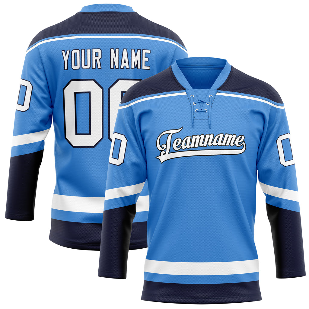 Personalized Electric & Blue White Solid Colour Hockey Jersey