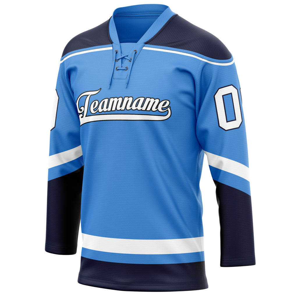 Personalized Electric & Blue White Solid Colour Hockey Jersey