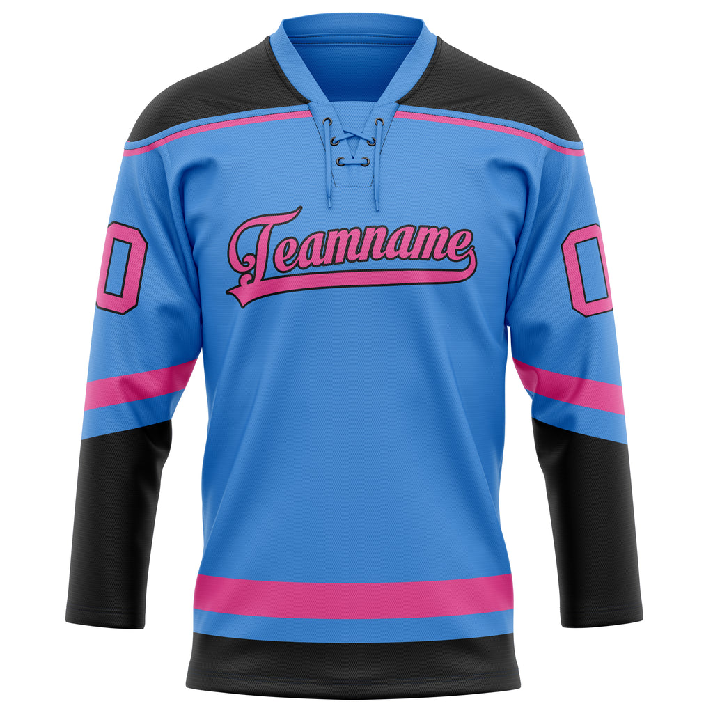 Personalized Electric & Blue Pink Solid Colour Hockey Jersey