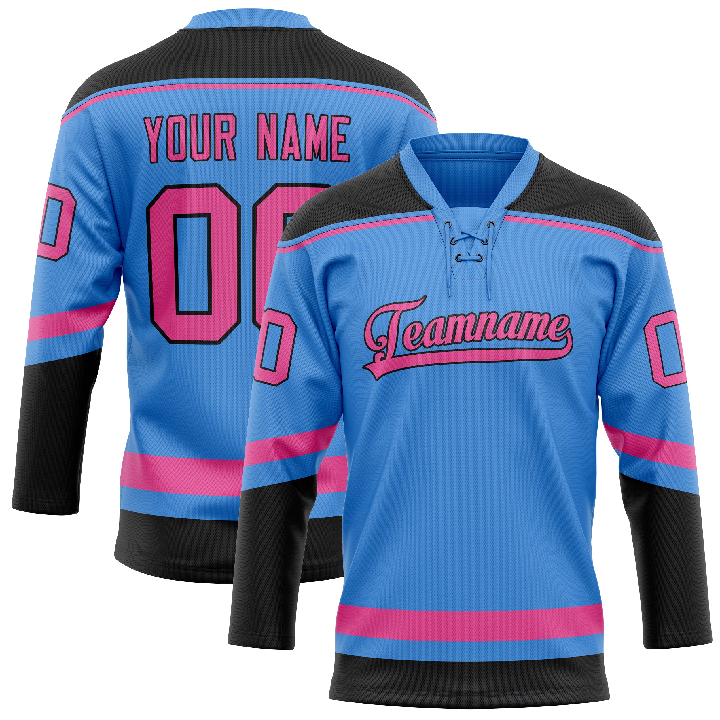 Personalized Electric & Blue Pink Solid Colour Hockey Jersey