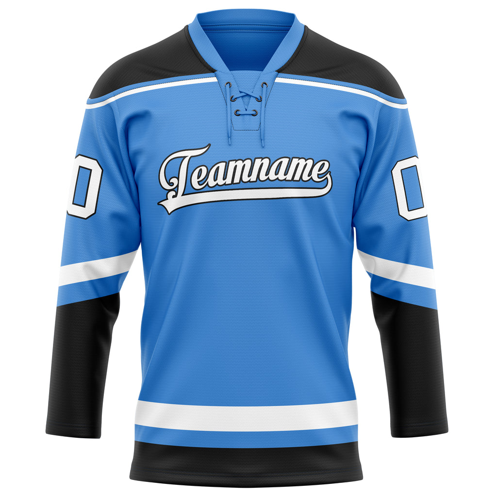 Personalized Electric & Blue White Solid Colour Hockey Jersey
