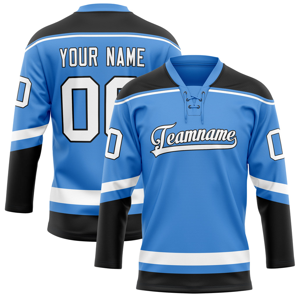 Personalized Electric & Blue White Solid Colour Hockey Jersey