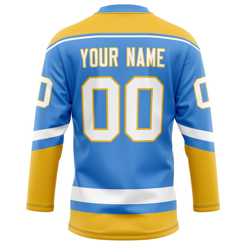 Personalized Electric & Blue Gold Solid Colour Hockey Jersey