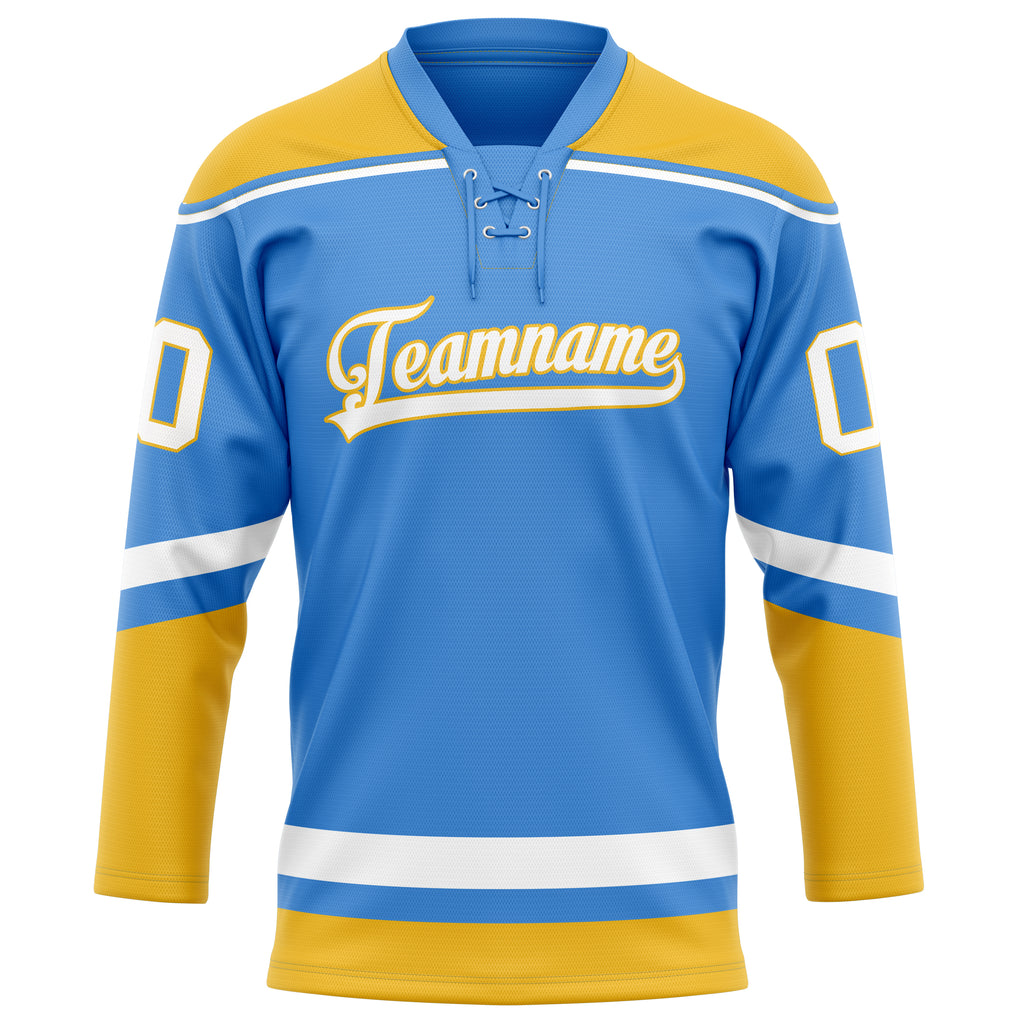 Personalized Electric & Blue Gold Solid Colour Hockey Jersey