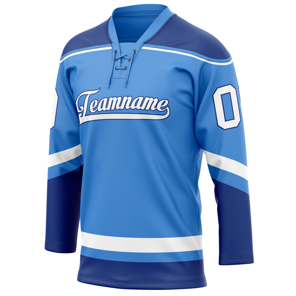 Personalized Electric & Blue Navy Solid Colour Hockey Jersey
