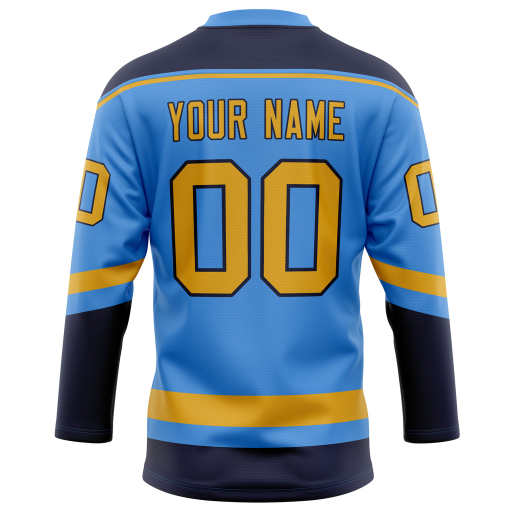 Personalized Electric & Blue Gold Solid Colour Hockey Jersey