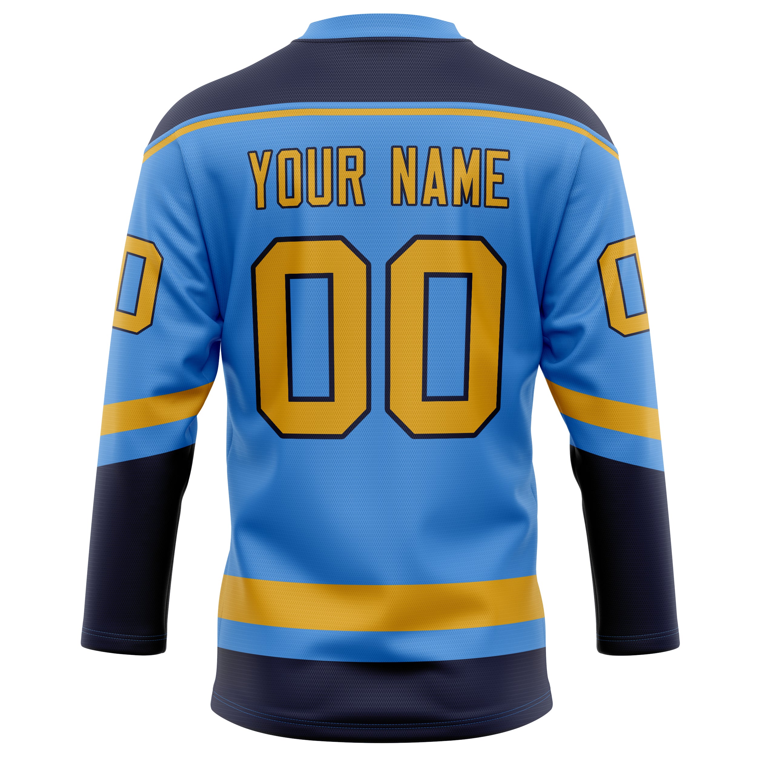 Personalized Electric & Blue Gold Solid Colour Hockey Jersey