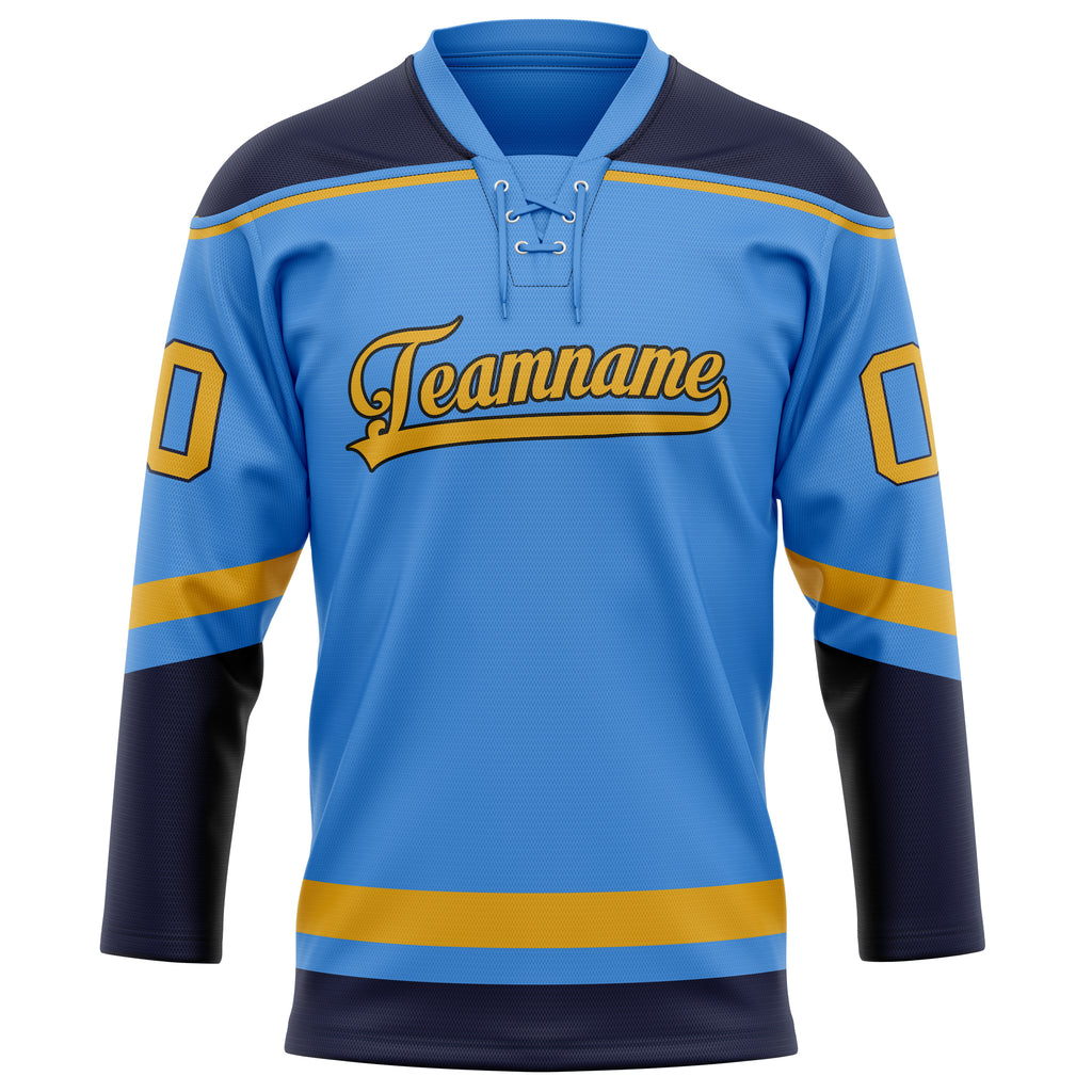 Personalized Electric & Blue Gold Solid Colour Hockey Jersey