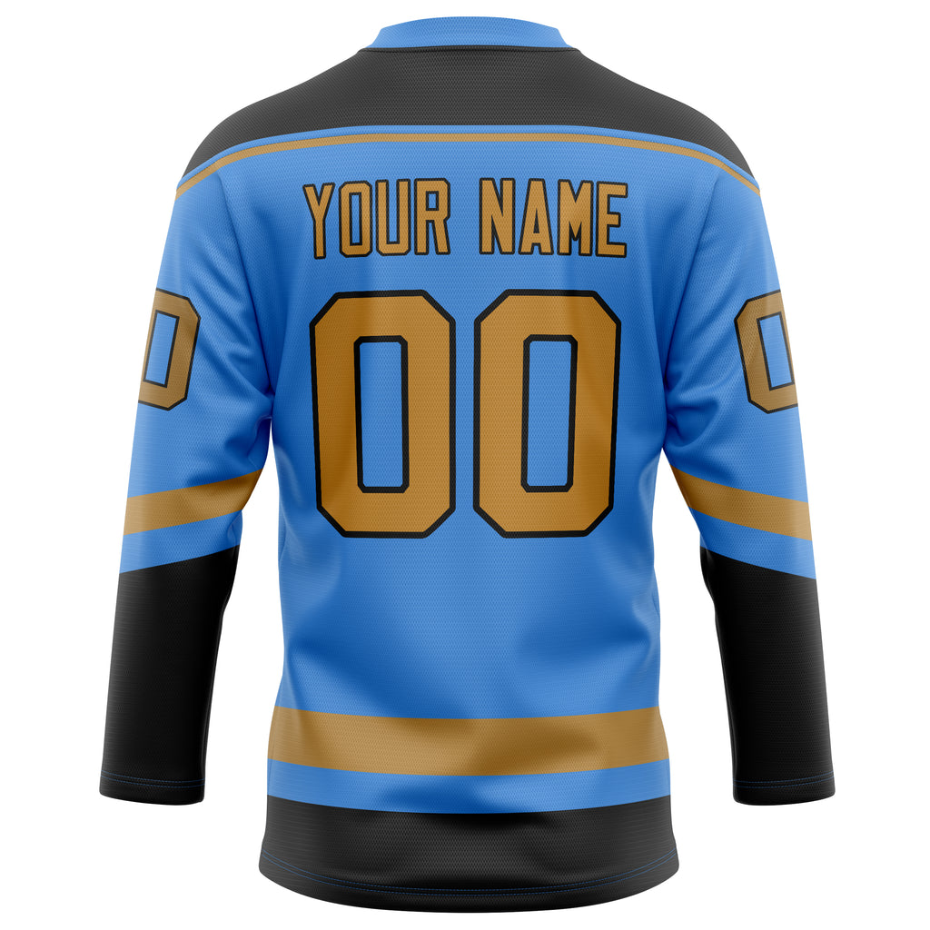 Personalized Electric & Blue Old Gold Solid Colour Hockey Jersey