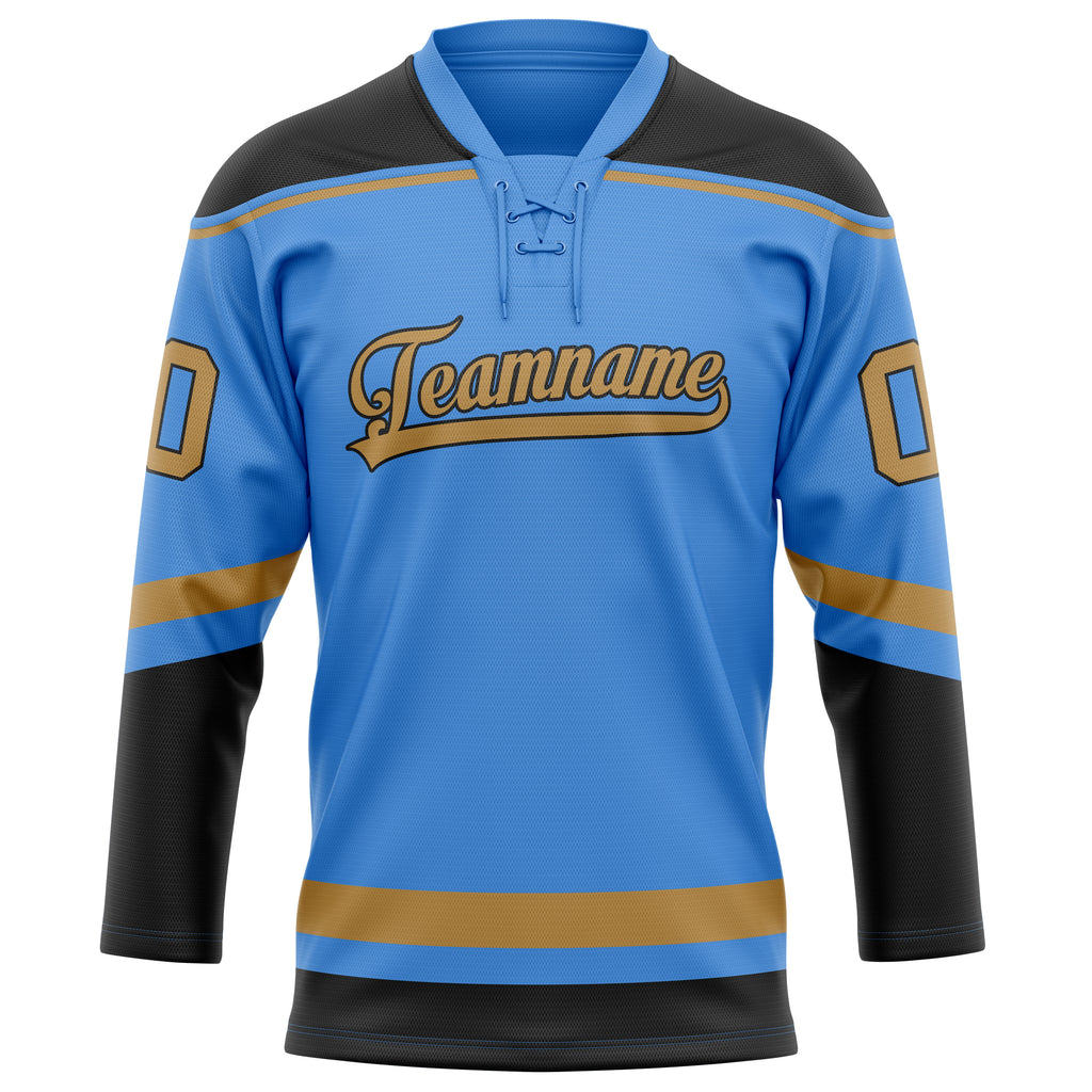 Personalized Electric & Blue Old Gold Solid Colour Hockey Jersey