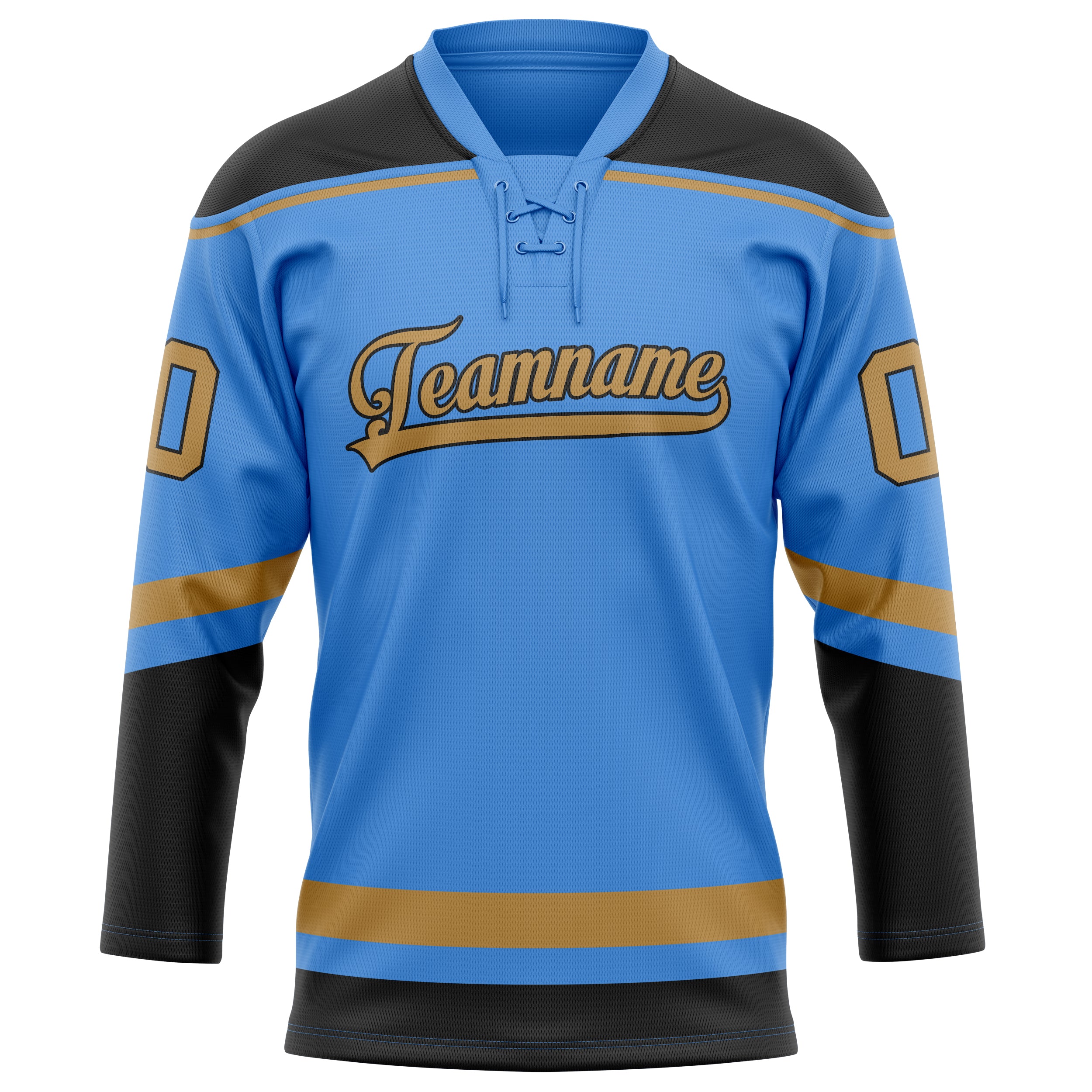 Personalized Electric & Blue Old Gold Solid Colour Hockey Jersey