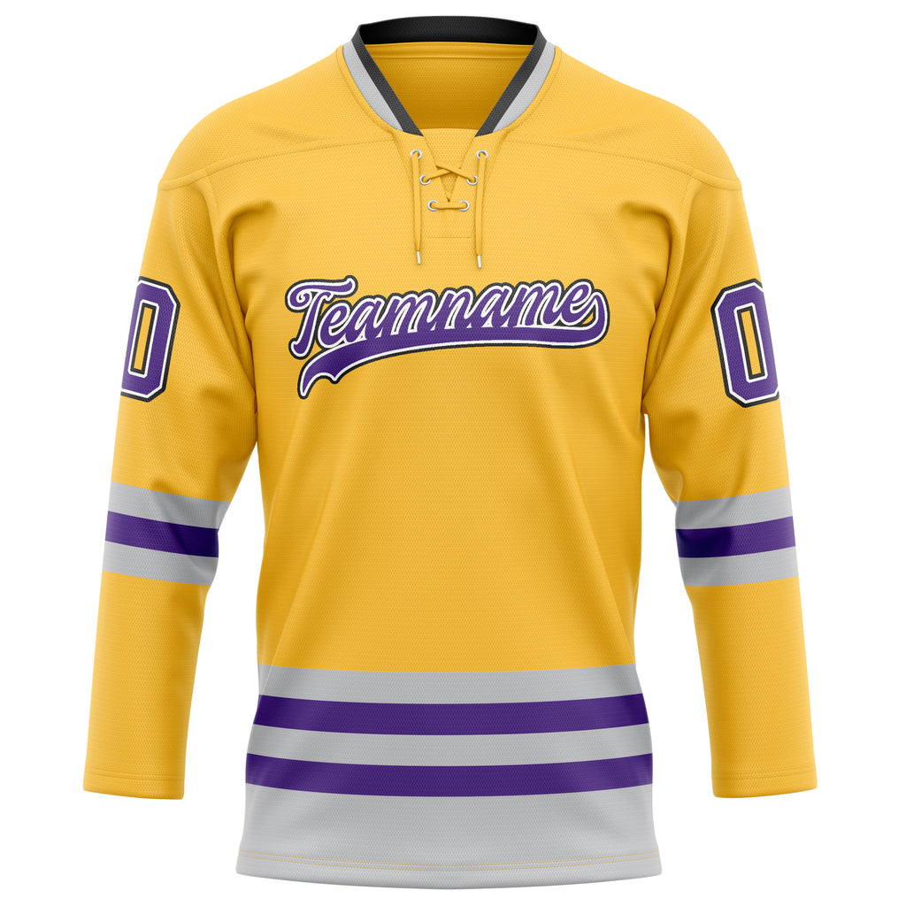 Personalized Gold & Purple Solid Colour Hockey Jersey