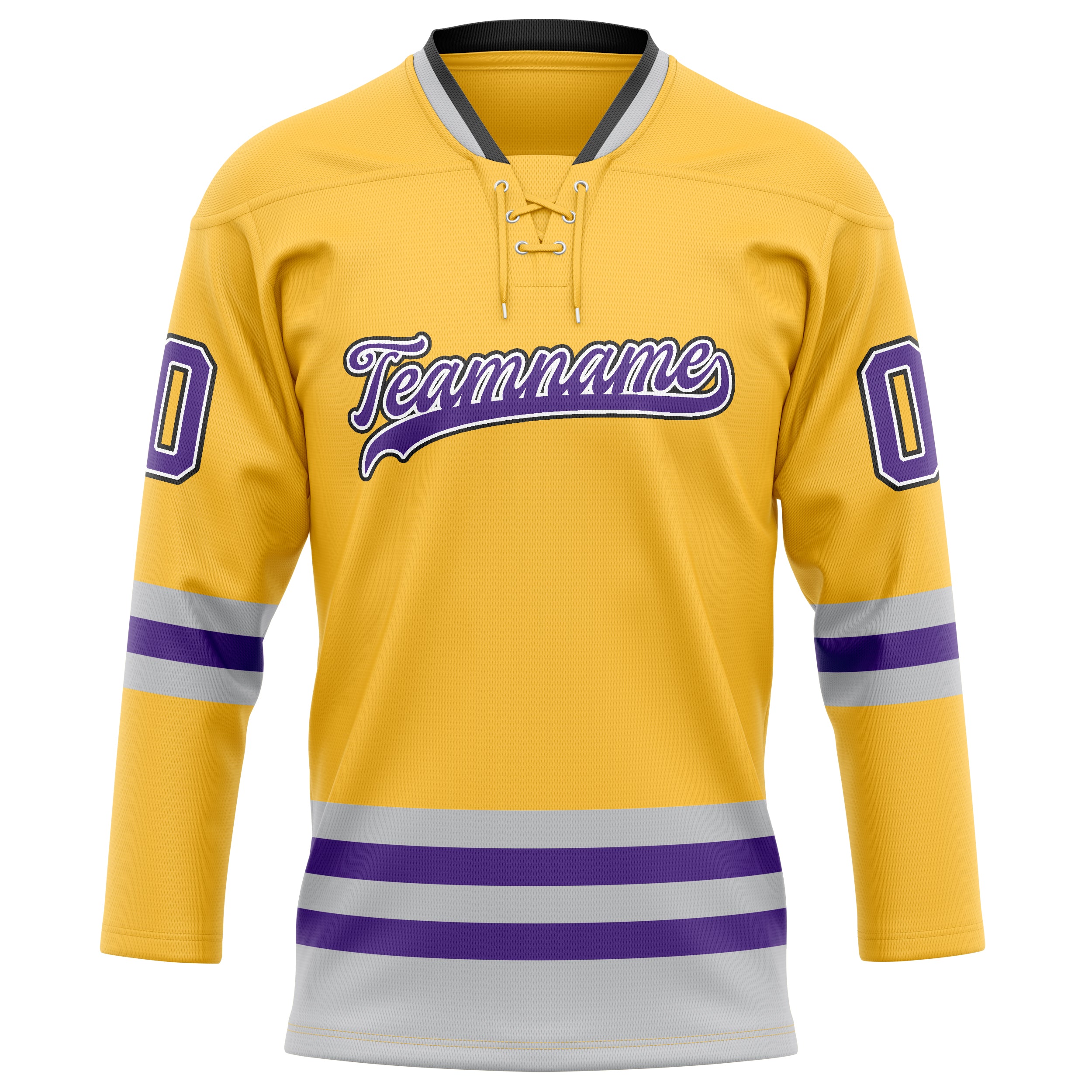 Personalized Gold & Purple Solid Colour Hockey Jersey