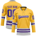 Personalized Gold & Purple Solid Colour Hockey Jersey