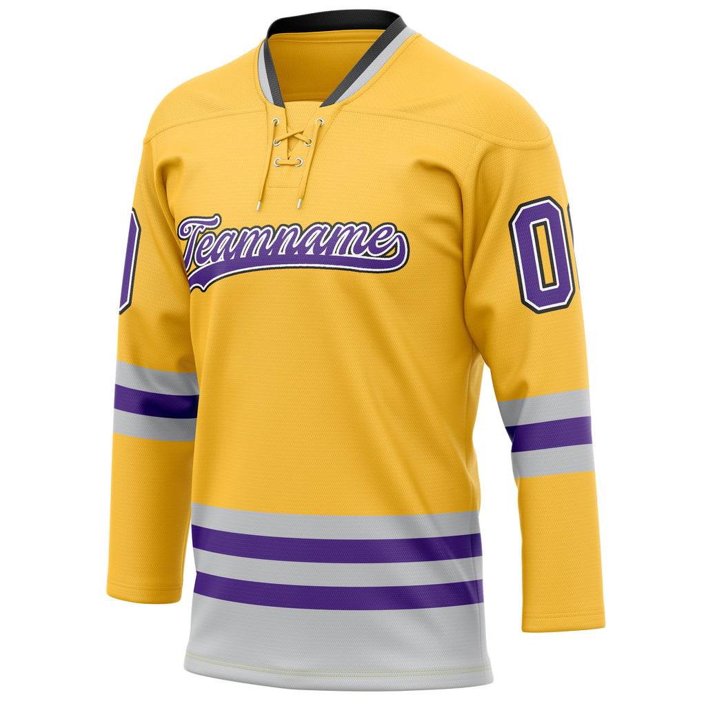 Personalized Gold & Purple Solid Colour Hockey Jersey