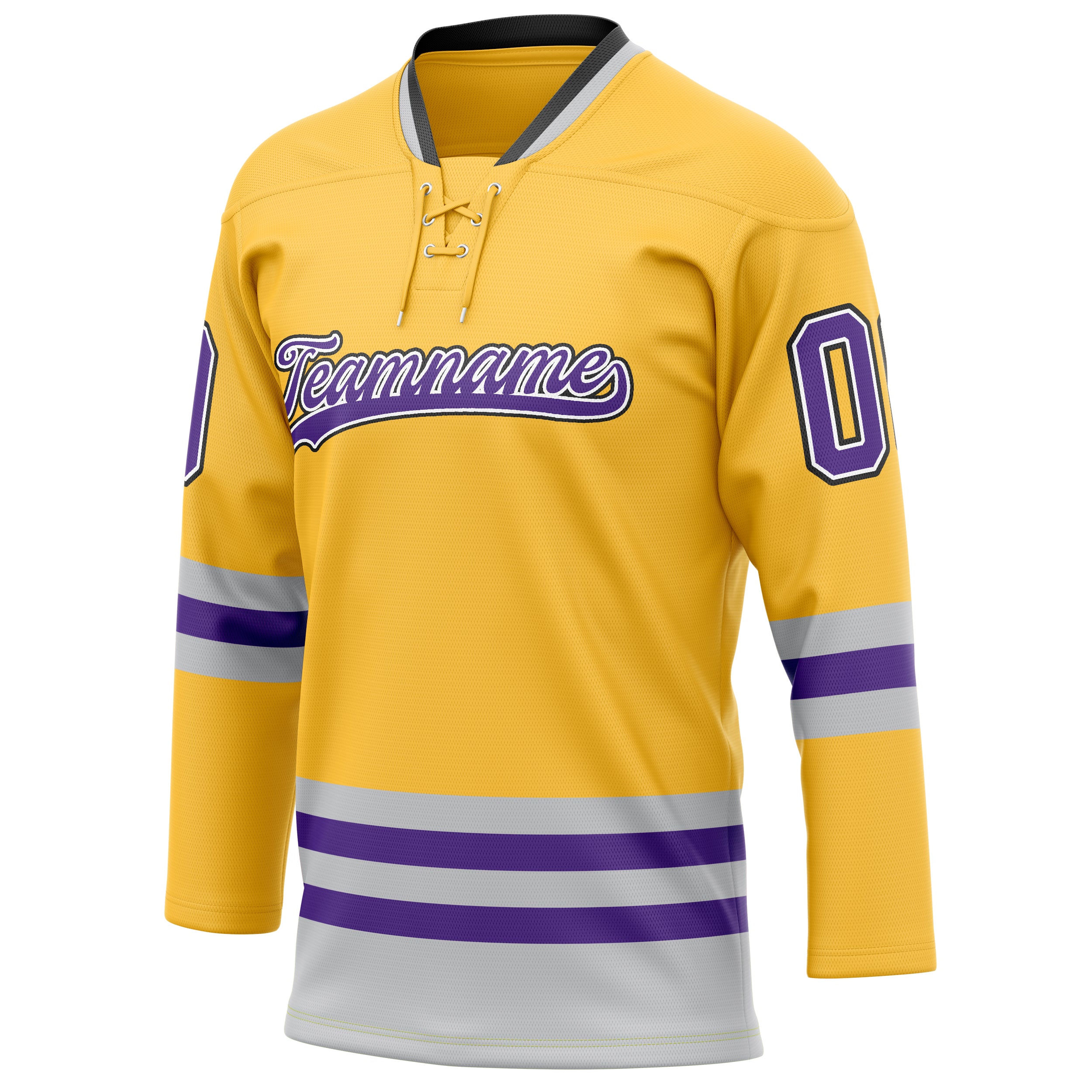 Personalized Gold & Purple Solid Colour Hockey Jersey