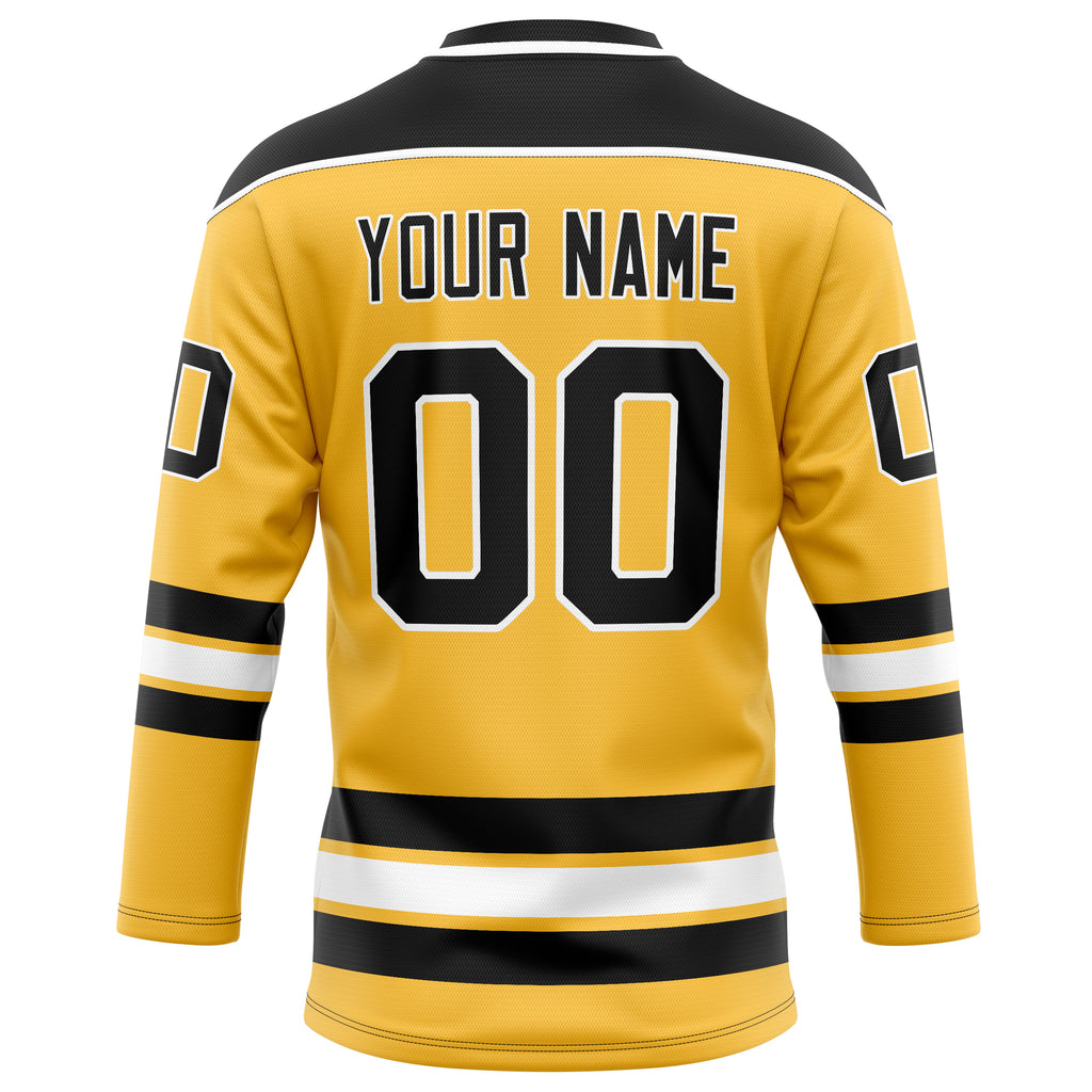 Personalized Gold & Black Solid Colour Hockey Jersey