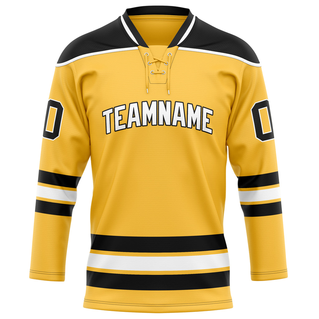 Personalized Gold & Black Solid Colour Hockey Jersey