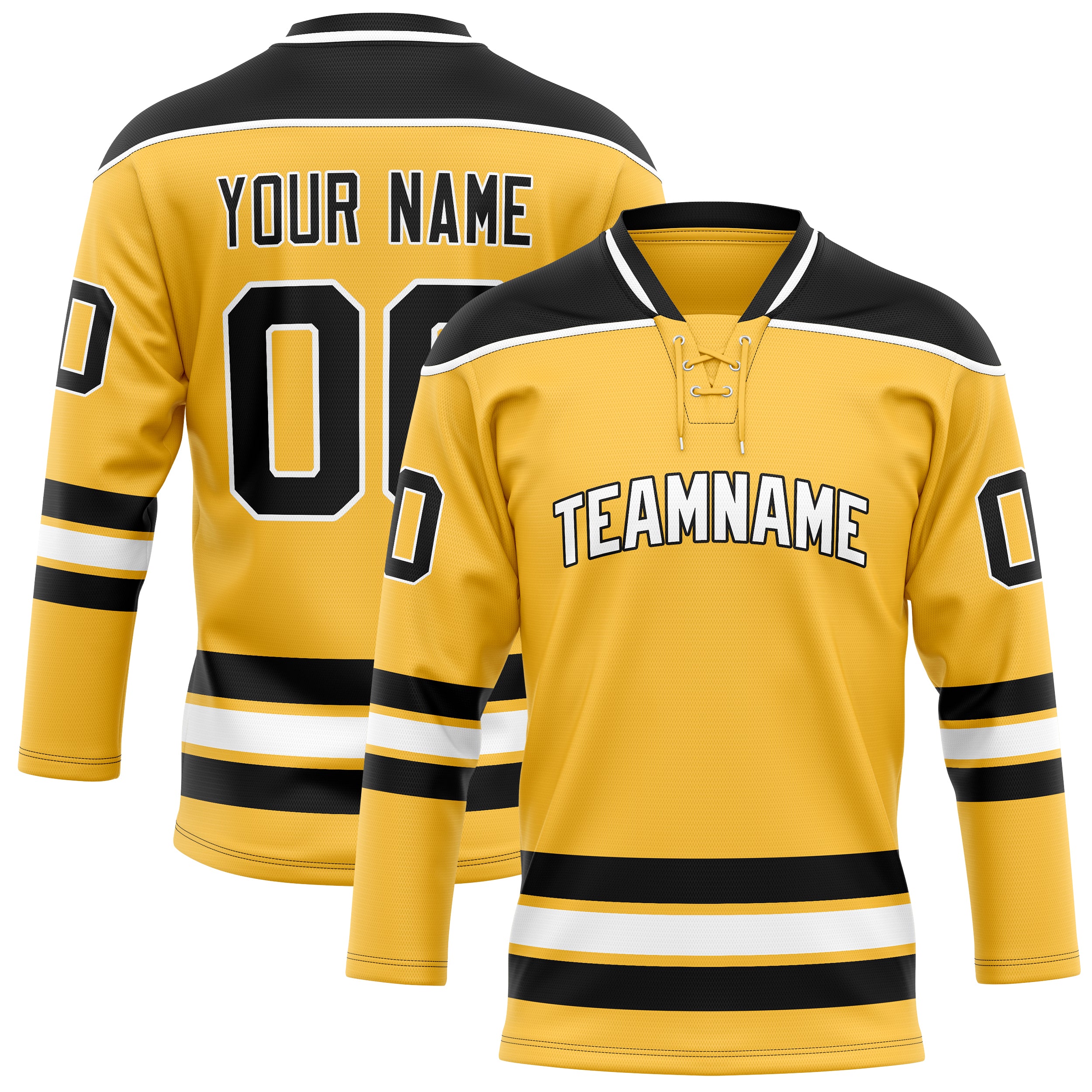 Personalized Gold & Black Solid Colour Hockey Jersey