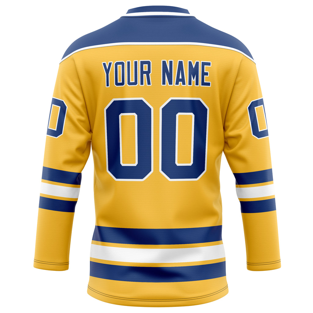 Personalized Gold & Royal Solid Colour Hockey Jersey