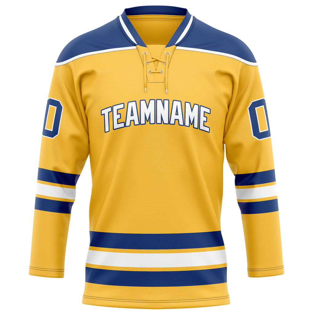 Personalized Gold & Royal Solid Colour Hockey Jersey