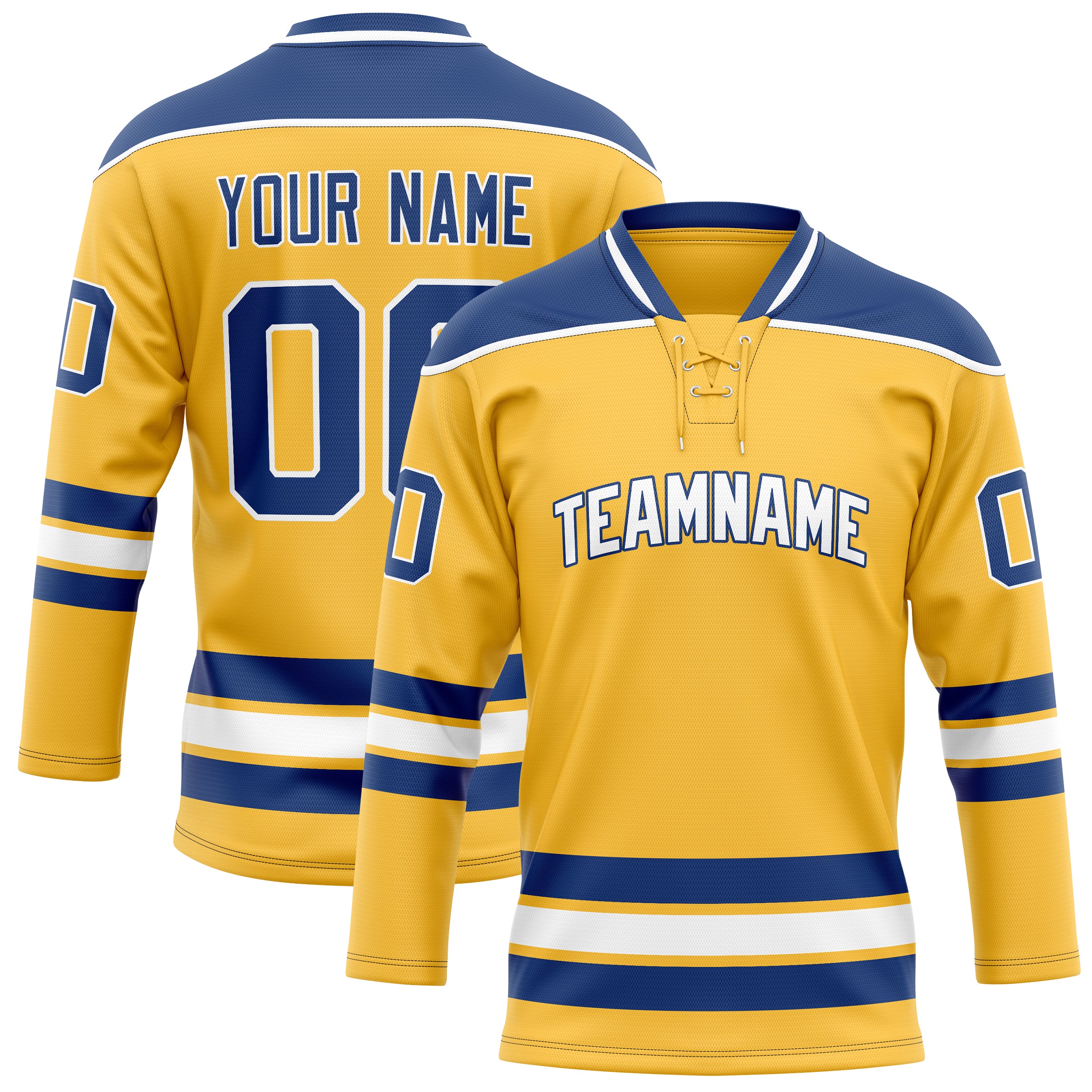 Personalized Gold & Royal Solid Colour Hockey Jersey