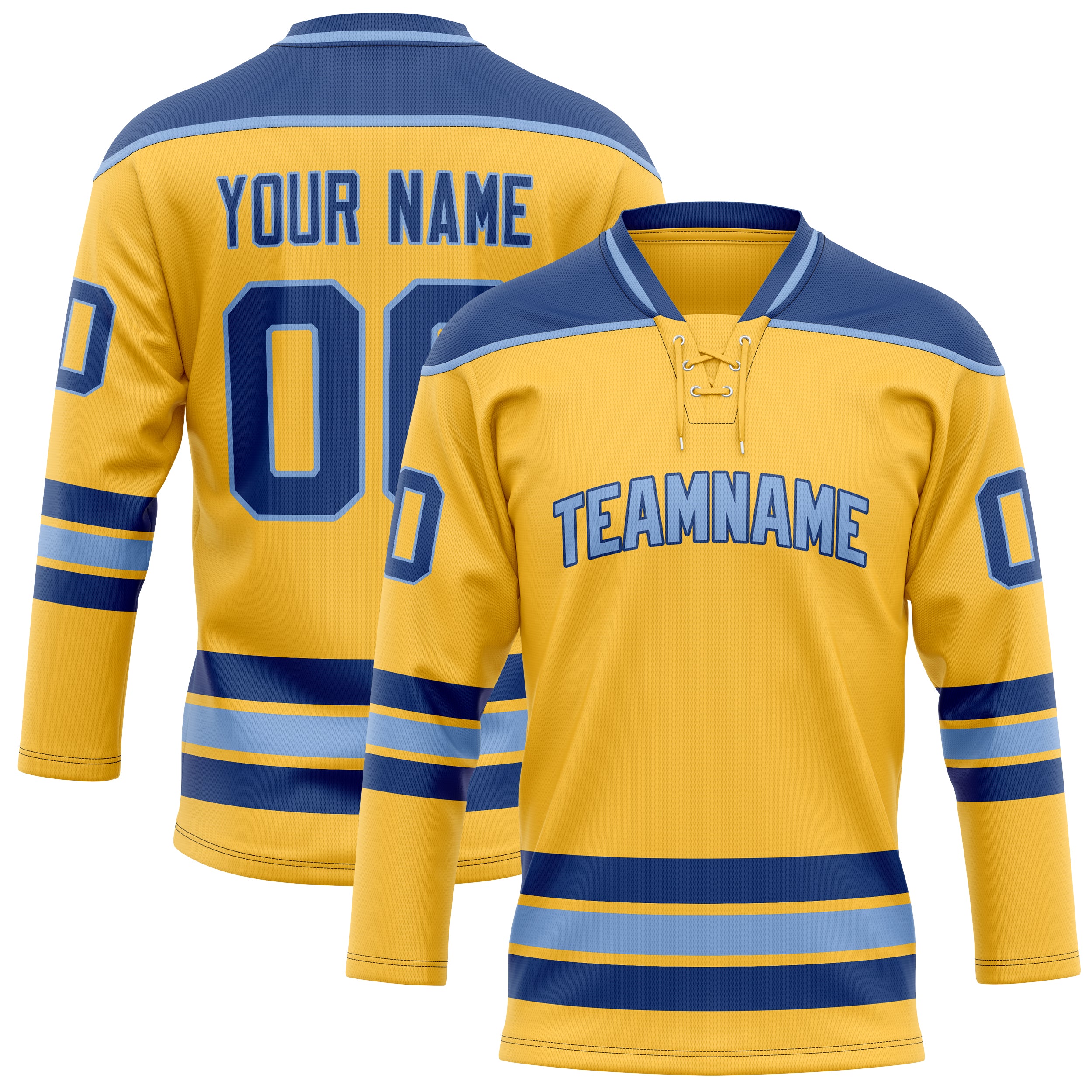 Personalized Gold & Royal Solid Colour Hockey Jersey