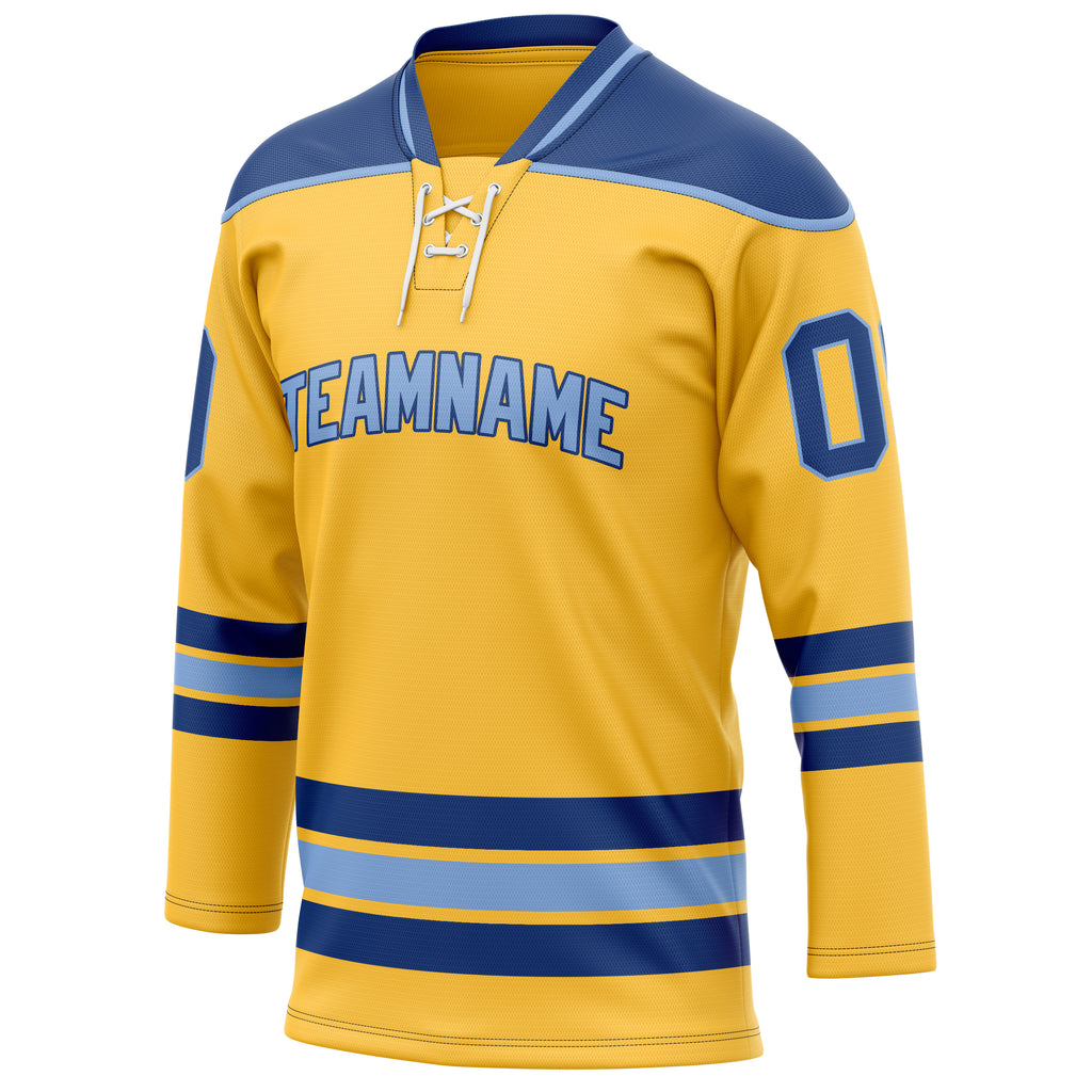 Personalized Gold & Royal Solid Colour Hockey Jersey