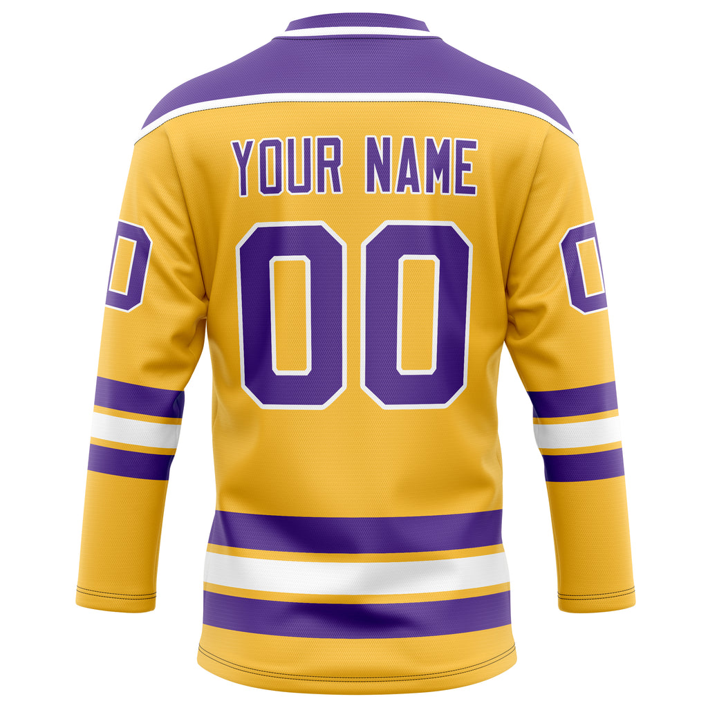Personalized Gold & Purple Solid Colour Hockey Jersey