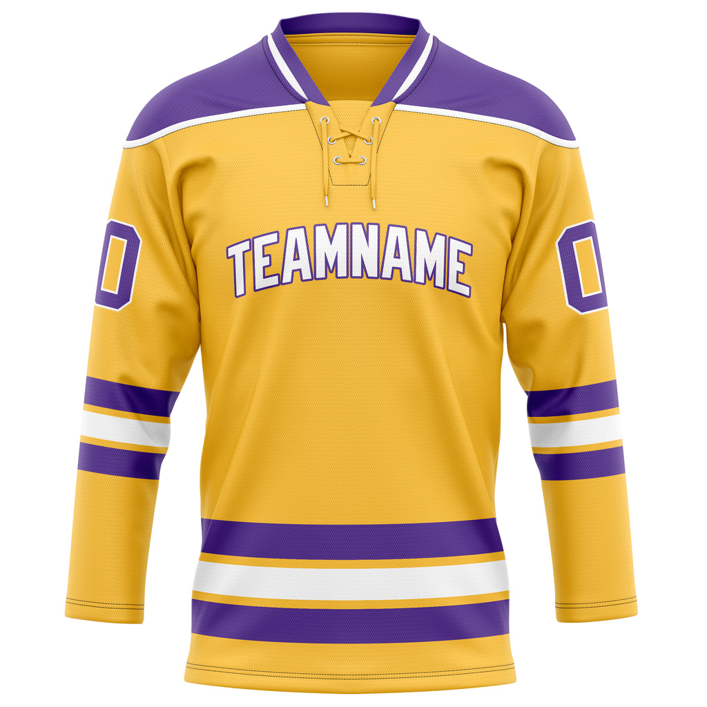 Personalized Gold & Purple Solid Colour Hockey Jersey