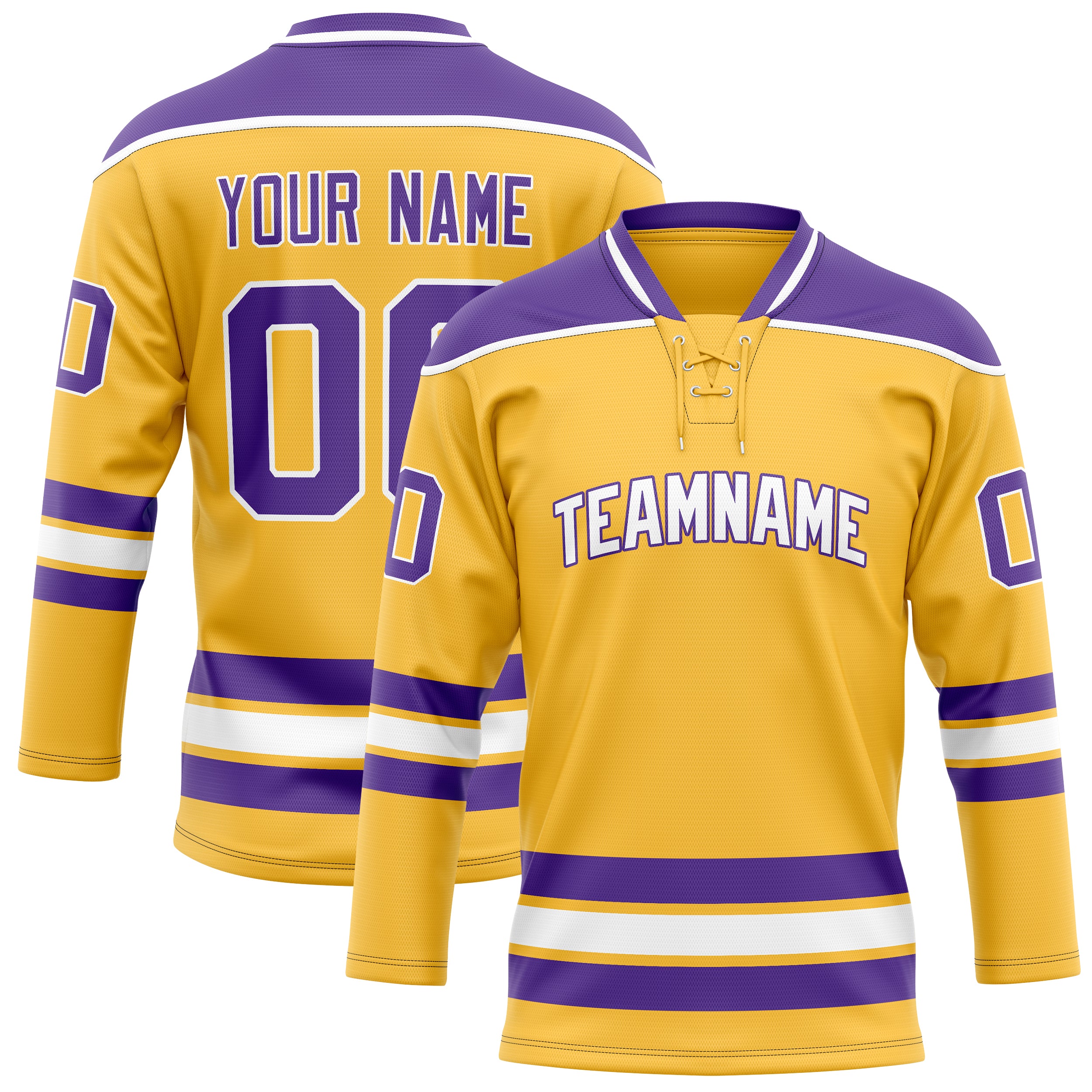 Personalized Gold & Purple Solid Colour Hockey Jersey