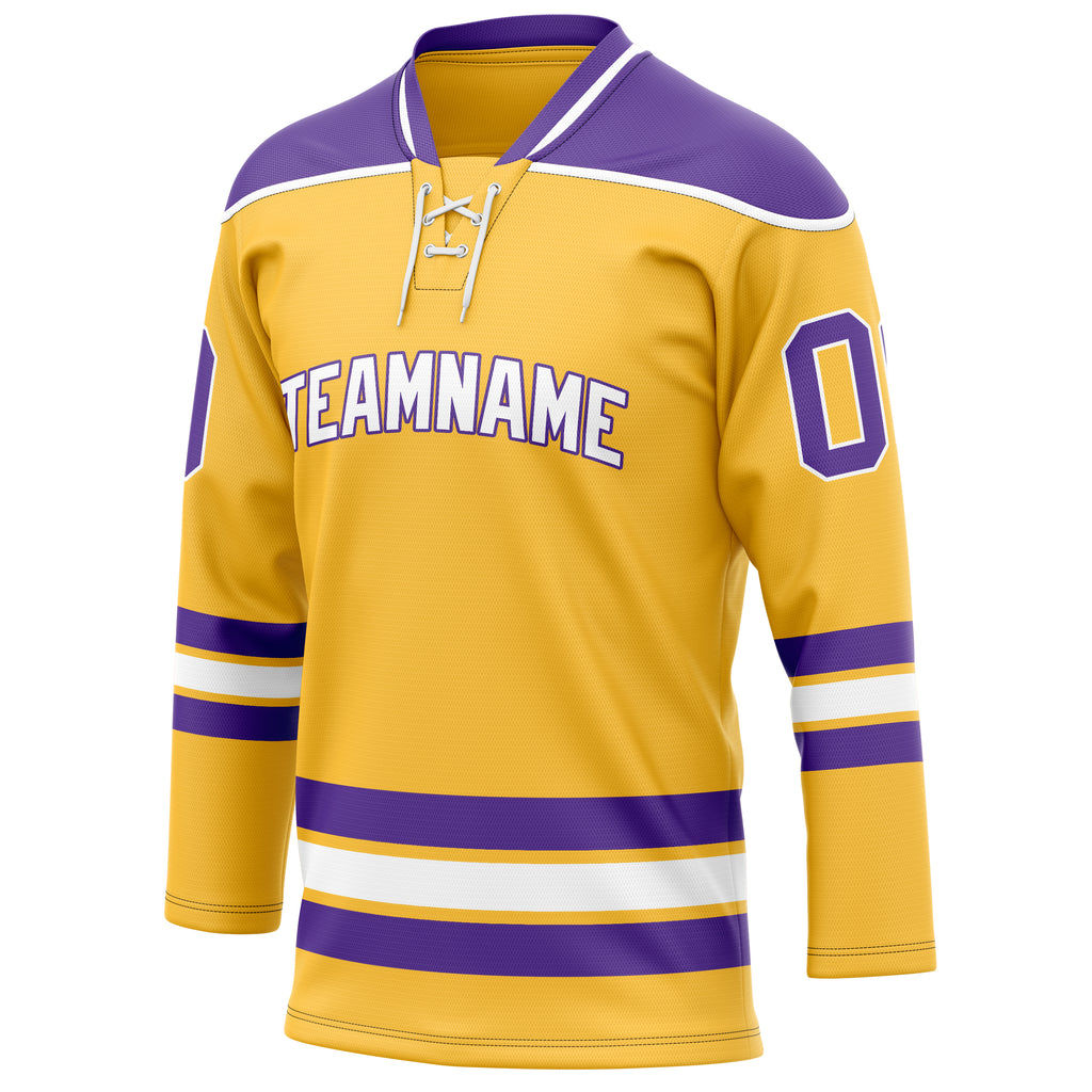 Personalized Gold & Purple Solid Colour Hockey Jersey