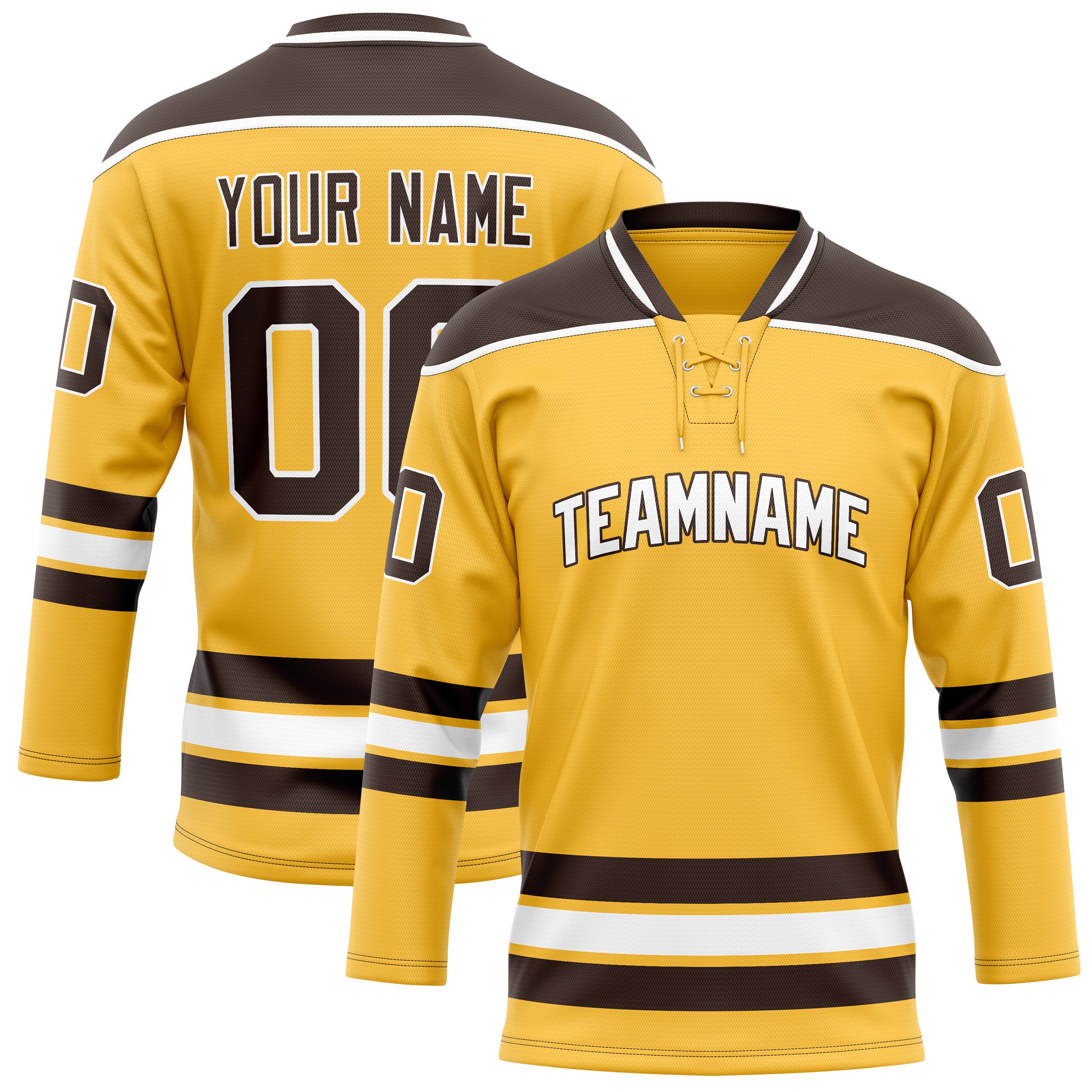 Personalized Gold & Brown Solid Colour Hockey Jersey