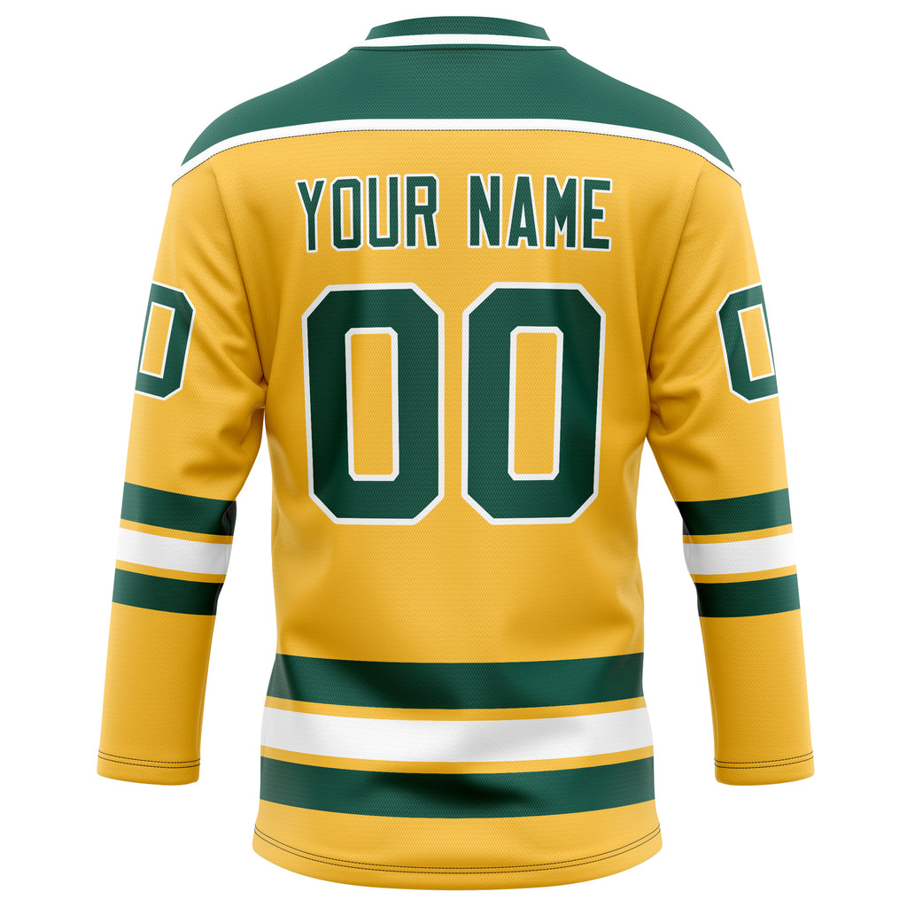 Personalized Gold & Kelly Green Solid Colour Hockey Jersey