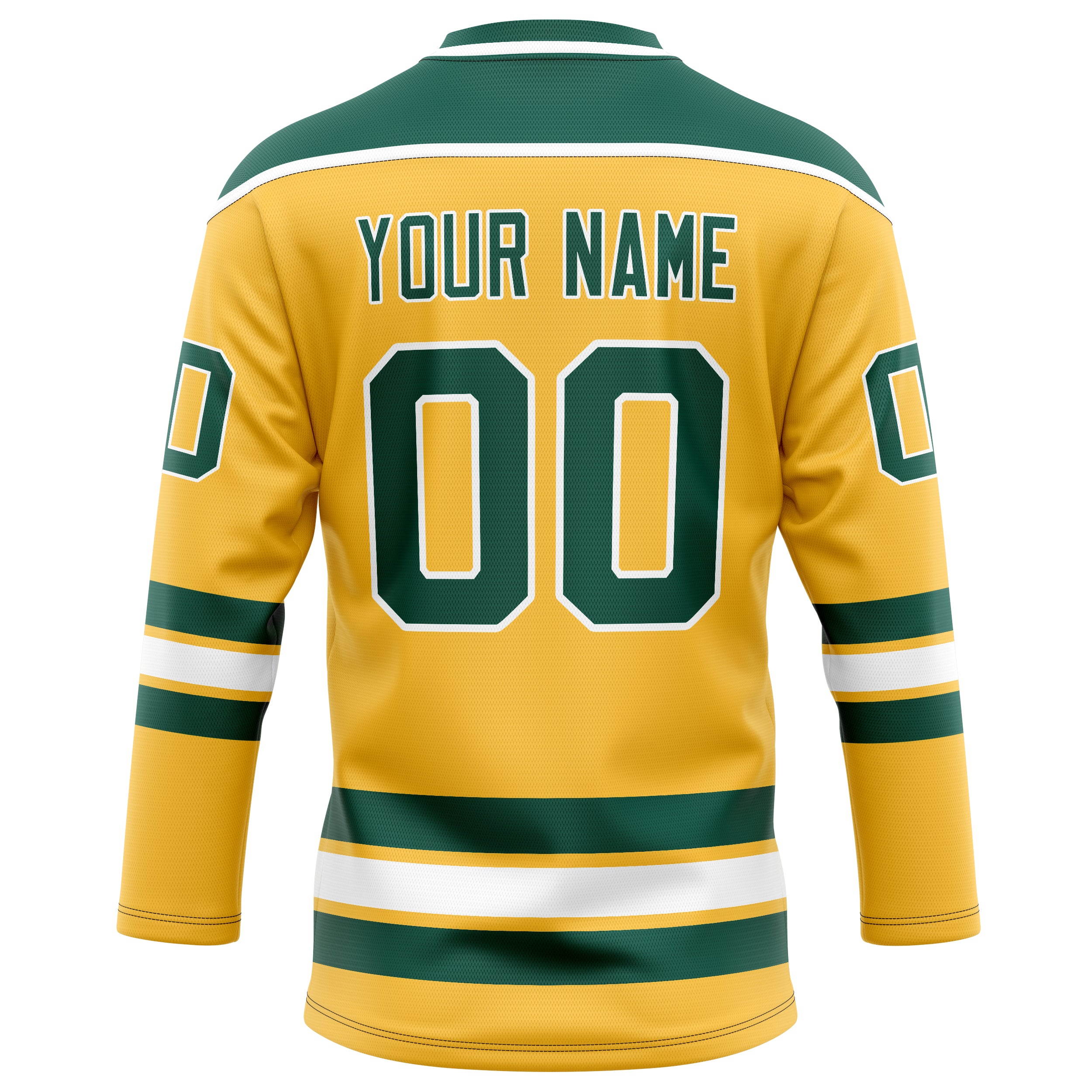 Personalized Gold & Kelly Green Solid Colour Hockey Jersey