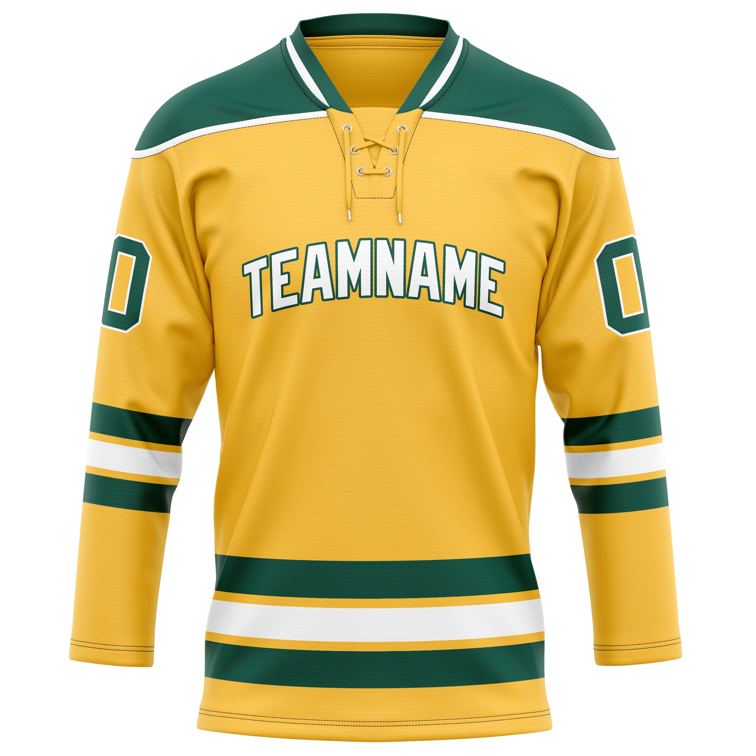Personalized Gold & Kelly Green Solid Colour Hockey Jersey