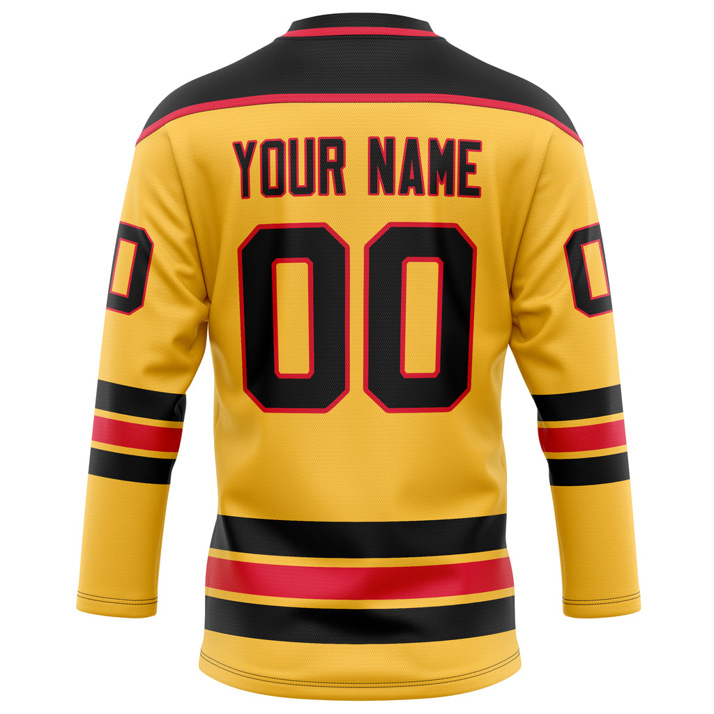 Personalized Gold & Black Solid Colour Hockey Jersey
