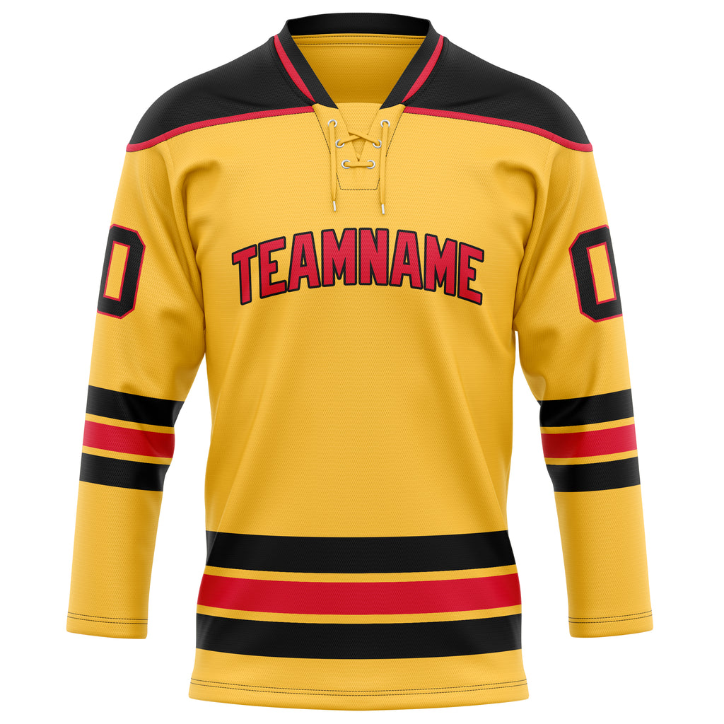 Personalized Gold & Black Solid Colour Hockey Jersey