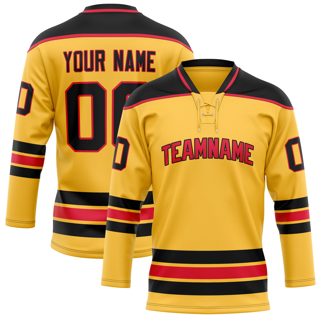 Personalized Gold & Black Solid Colour Hockey Jersey