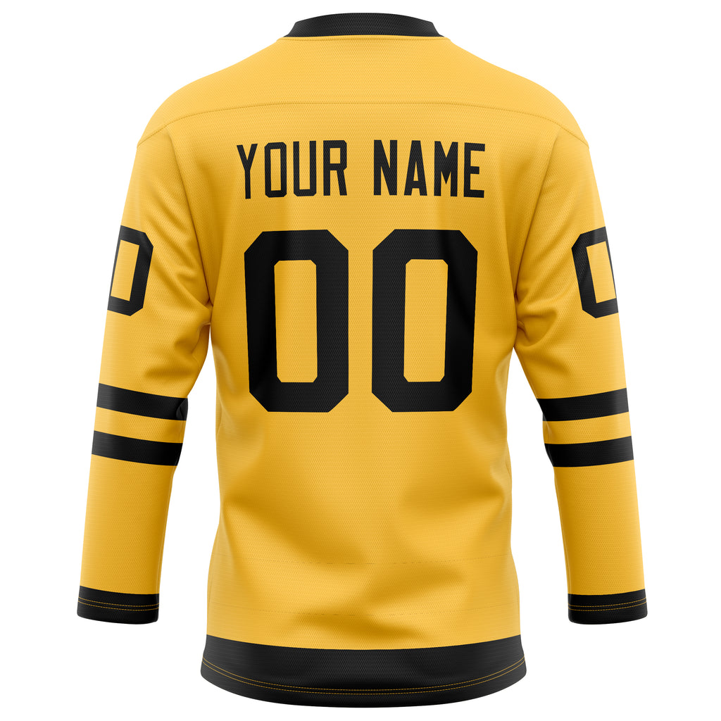 Personalized Gold & Black Solid Colour Hockey Jersey