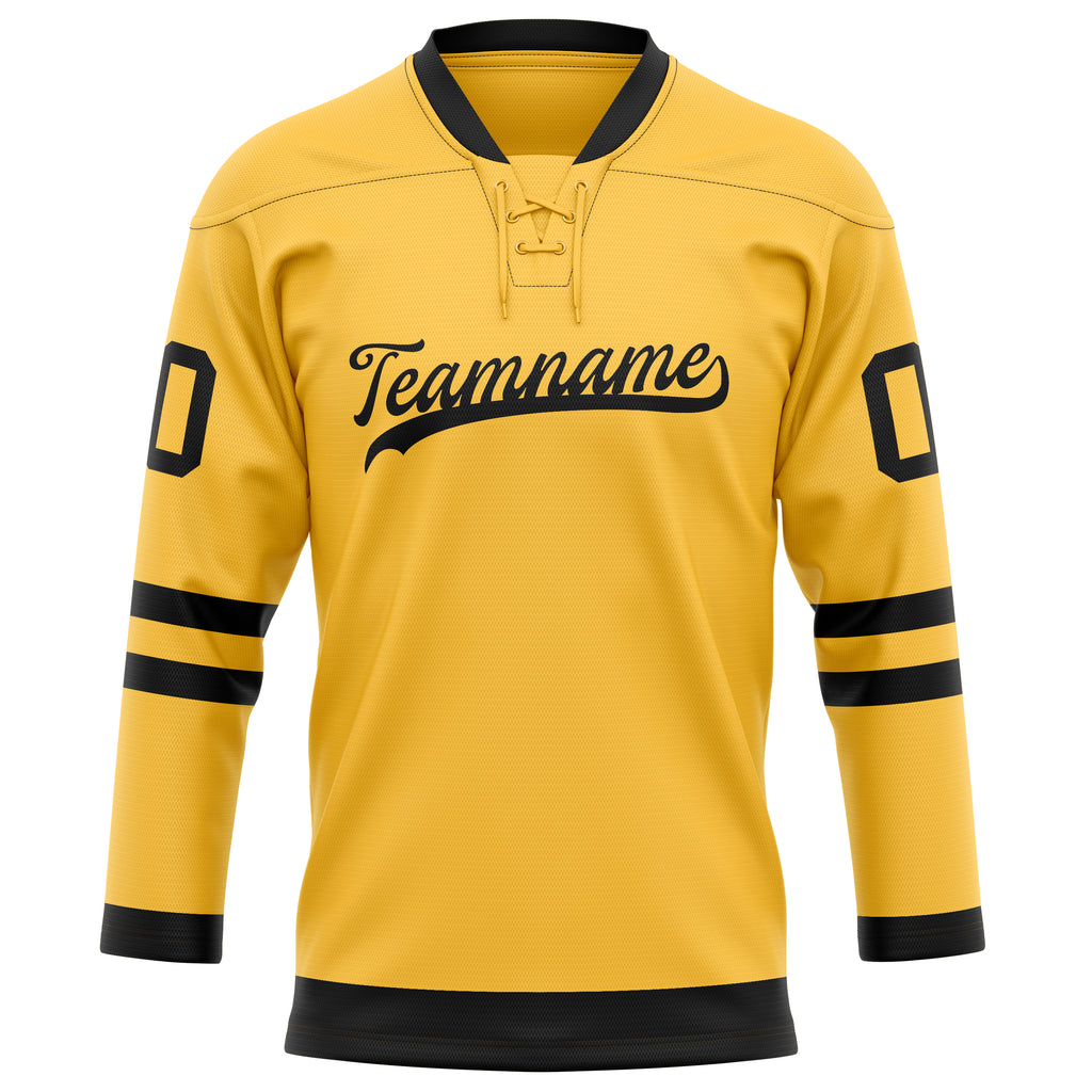 Personalized Gold & Black Solid Colour Hockey Jersey