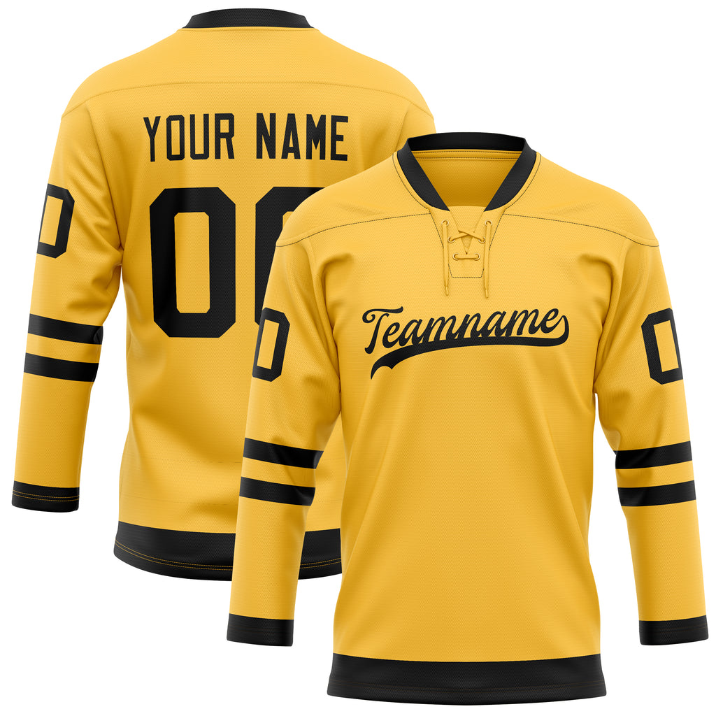 Personalized Gold & Black Solid Colour Hockey Jersey