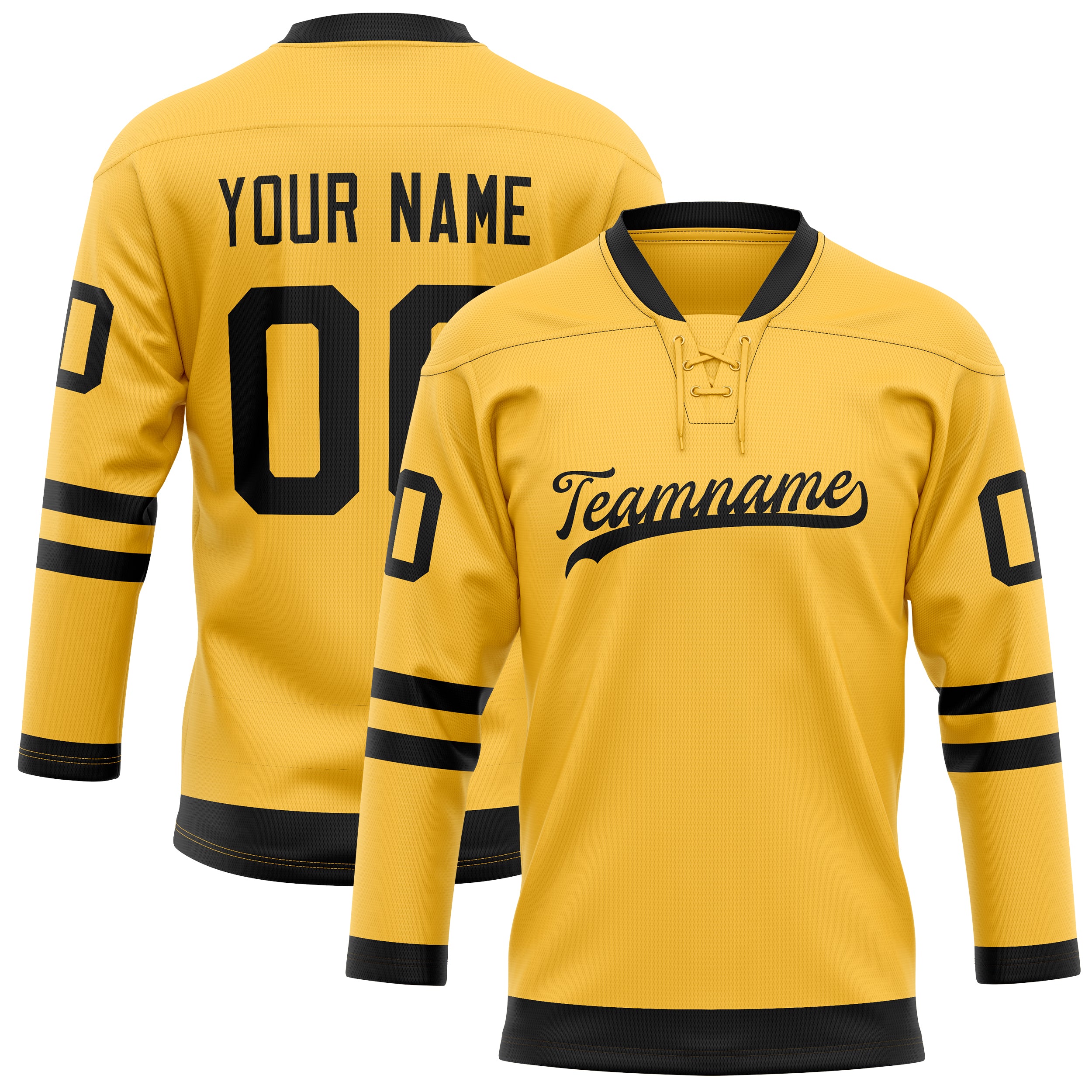 Personalized Gold & Black Solid Colour Hockey Jersey