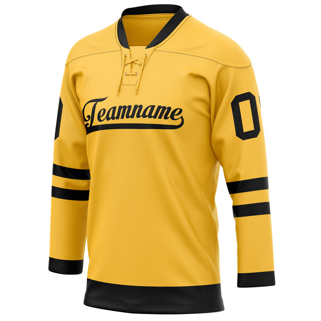 Personalized Gold & Black Solid Colour Hockey Jersey